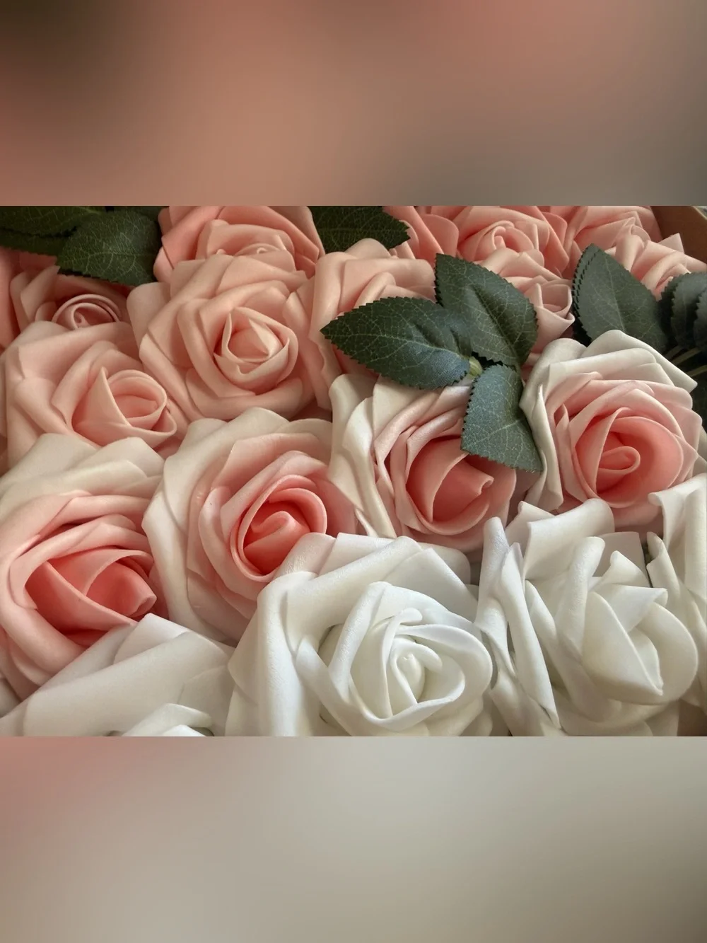 Elegant Faux Rose Flower Bundle -Blush Pink & Whitey new in box
